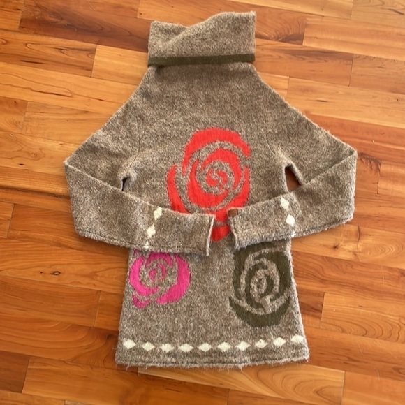 Neve Alpaca Wool sweater Nordic turtleneck colorful neutral apres ski winter - Picture 4 of 12